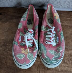 Vans Women's Floral Canvas Sneakers - Coral and Green